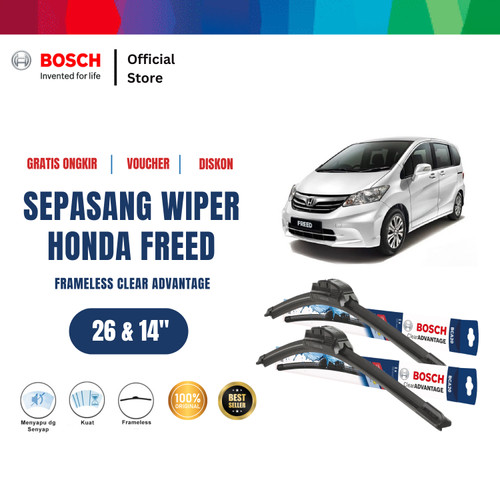 Bosch Sepasang Wiper Mobil Honda Freed Frameless New Clear 26" & 14"