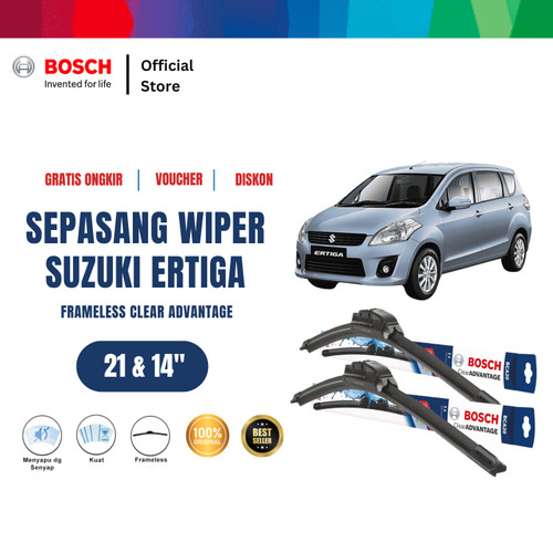 Bosch Sepasang Wiper Mobil Suzuki Ertiga Frameless New Clear 21" & 14"