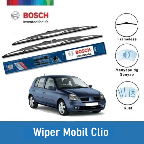 Bosch Sepasang Wiper Kaca Mobil Renault Clio BB/CB/SB (2007) 21" & 21"