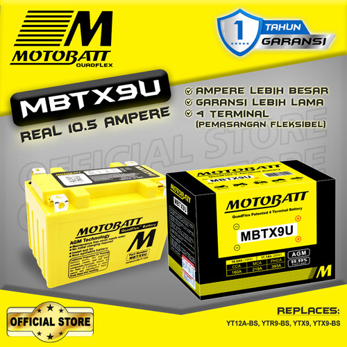 Motobatt Quadflex MBTX9U - 10.5Ah (Garansi 1 Tahun)