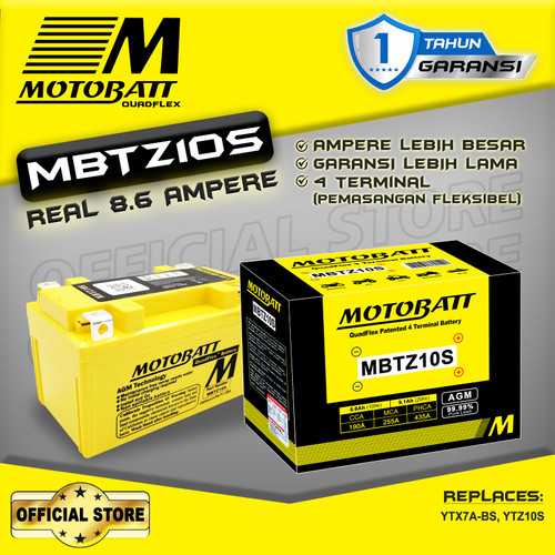 Motobatt Quadflex MBTZ10S - 8.6Ah (Garansi 1 Tahun)