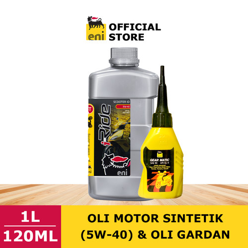 ENI i-Ride Moto Scooter ID 5W-40 (1L) + Oli Gardan (120ml) Oli Motor