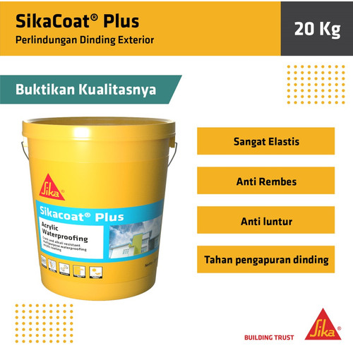 SikaCoat Plus Pelapis Anti Bocor Elastis Dinding Tembok Luar 20Kg