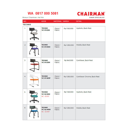 kursi kantor chairman TECHNO VC NC 01 02 EXH MXH DXH WXP EXH MXH EX MX