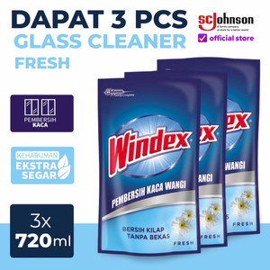 (Dapat 3 pcs) Windex Liquid Pouch 720ml Pembersih Kaca