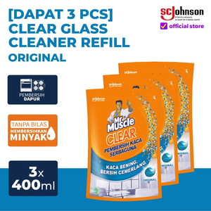 (Dapat 3pcs) Mr Muscle Clear Pembersih Kaca Blue Refill 400ml