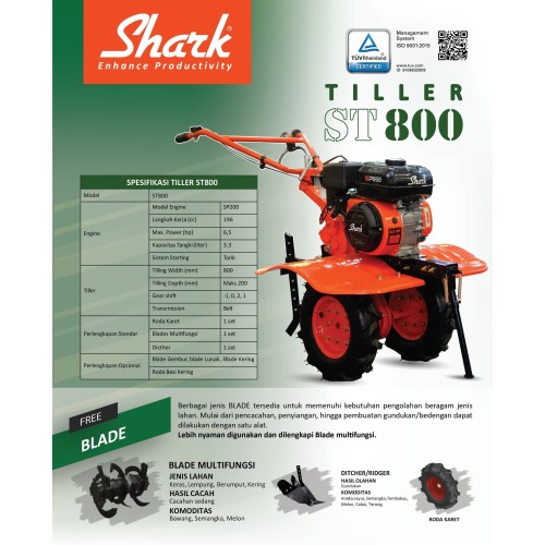 TILLER Shark ST 800 Blade Multifungsi