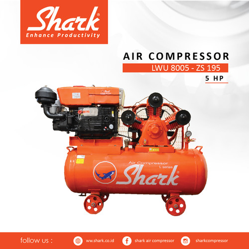 Kompresor 5Hp Tangki 146 Liter Shark Air Compressor + Diese ZS R180