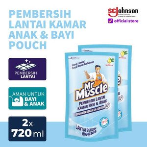 (Twin Pack) Mr Muscle Pembersih Lantai Kamar Bayi & Anak Pouch 720mL