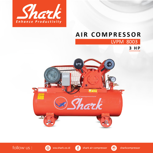 Kompresor 3Hp Tangki 103 Liter Shark Air Compressor + Motor LVPM 8003