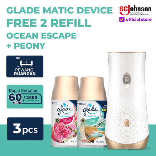 Glade Matic Device Free 2 Refill Ocean Escape & Peony