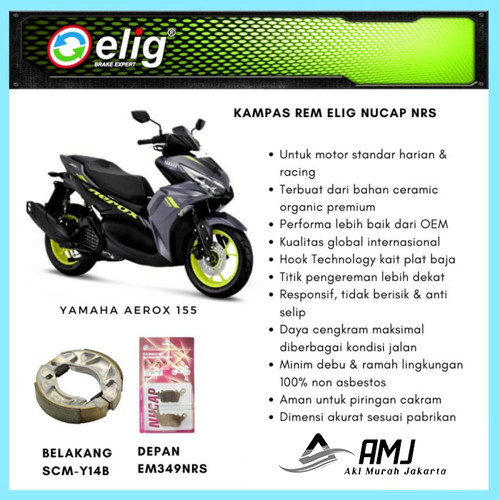 Kampas Rem Depan Belakang Yamaha Aerox Elig Scmy14b Em349 NRS