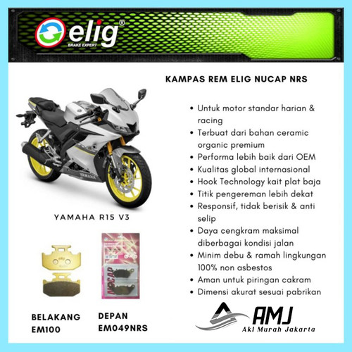 Kampas Rem Depan Belakang Yamaha R15 V3 ELIG EM100 EM049 NRS