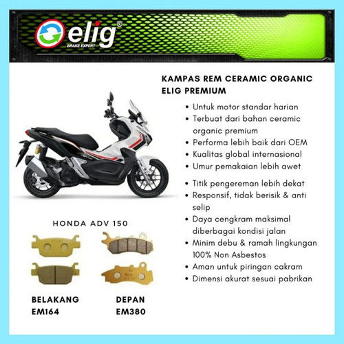 Kampas Rem Depan Belakang Honda ADV 150 CBS CBS ELIG EM164 - EM380