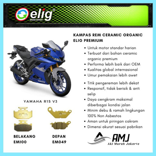 Kampas Rem Depan Belakang Yamaha R15 V3 ELIG EM100 - EM049