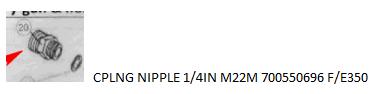 [10027278] NILFISK CPLNG NIPPLE 1/4IN M22M 700550696 F/E350