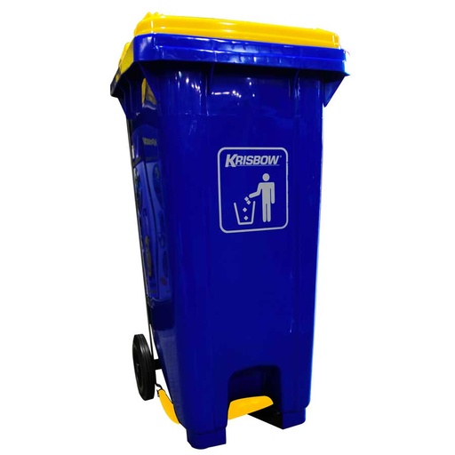 [KW1801270] KRISBOW DUST BIN BLUE 120L PEDAL & YELLOW LID