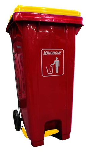 [KW1801269] KRISBOW DUST BIN RED 120L PEDAL & YELLOW LID