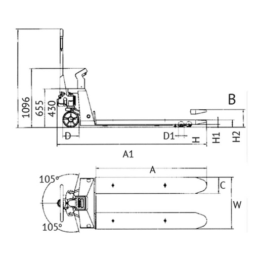 [KW0500336] KRISBOW HAND PALLET SCALE 2T 55X115 PRHPPS2055