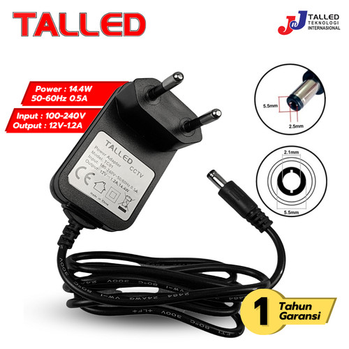 ADAPTOR 12V 1.2A 14.4WATT TALLED CCTV