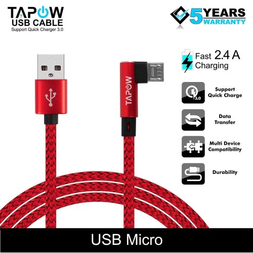 KABEL DATA QUICK CHARGING GAMING MICRO NYLON TAPOW CB053V8-RB