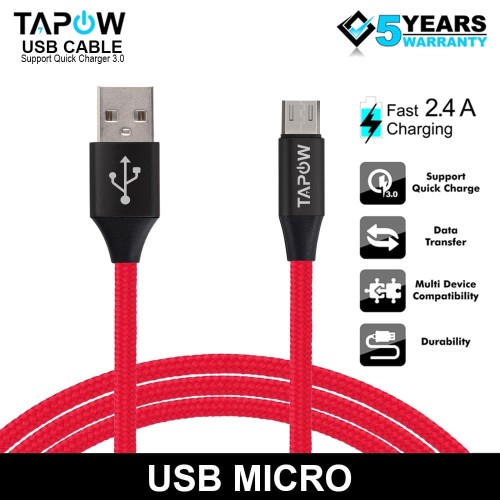 KABEL DATA QUICK CHARGING MICRO NYLON TAPOW CB008V8-BR