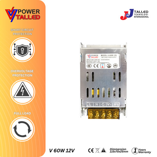 TALLED - POWER SUPPLY INDOOR 12V 60W 5A GARANSI 1 TAHUN