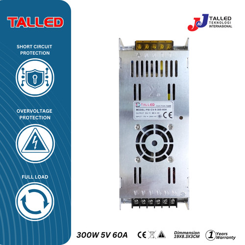 POWER SUPPLY INDOOR 5V 300W 60A SLIM TALLED GARANSI 1 TAHUN