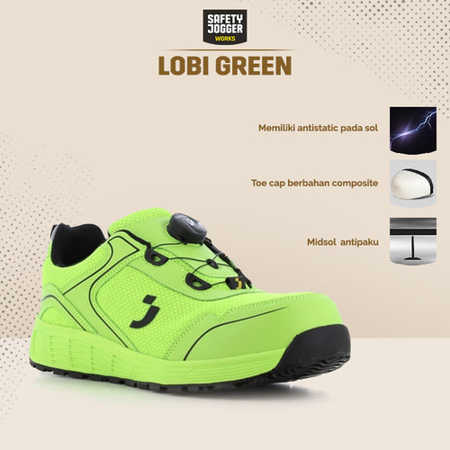 Sepatu Safety Jogger LOBI S1P LOW TLS GRN/ Sepatu Proyek Pria Ringan