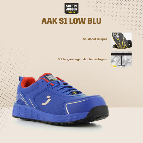 Sepatu Safety Jogger AAK S1P Low BLUE/ Sepatu Proyek Pria Ringan Keren