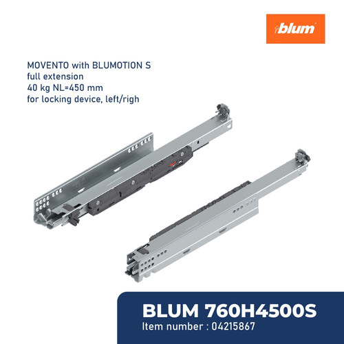 BLUM REL LACI MOVENTO RUNER BLUMOTION 40KG 450MM EXT FOR LOCK DEVICE