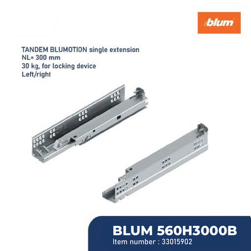 BLUM REL LACI TANDEM RUNNER COMBO L=300MM W=30KG BLUMOTION FULL EXTEND