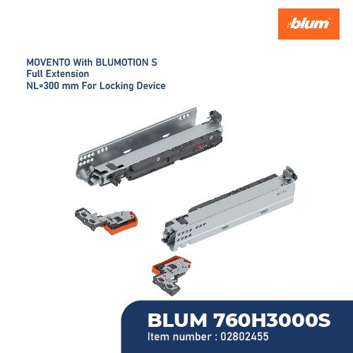 BLUM REL LACI MOVENTO RUNER BLUMOTION 40KG 300MM FULL EXT LOCK DEVICE