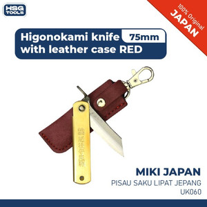 MIKI UK060 PISAU SAKU LIPAT JEPANG HIGONOKAMI KNIFE 75MM LEATHER RED