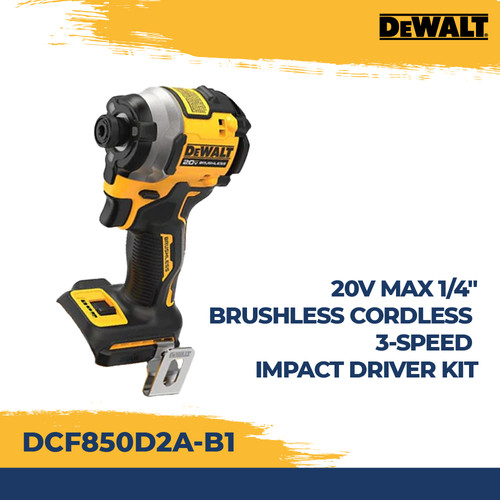 DEWALT DCF850D2A-B1 MESIN BOR OBENG 20V MAX 1/4" 3-SPEED IMPACT DRIVER