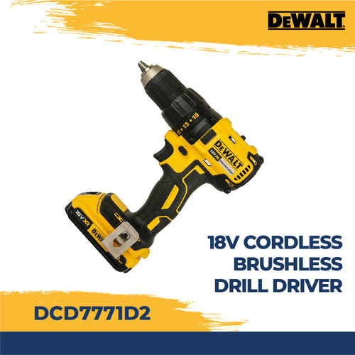 DEWALT DCD7771D2 MESIN BOR BATERAI 18V BRUSHLESS DRILL DRIVER SET