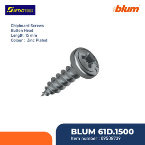 BLUM SEKRUP 61D.1500 CHIPBOARD SCREWS BUTTON HEAD 4MM LENGTH 15MM ZINC