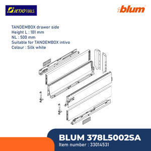 BLUM DRAWER RAK 378L5002SA TANDEMBOX S4 DRAWER SIDE H=101MM NL=500MM