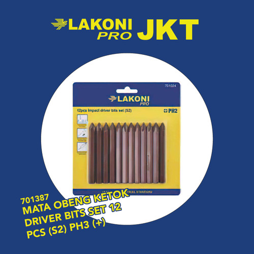 701387 LAKONI PRO MATA OBENG KETOK DRIVER BITS SET 12 PCS (S2) PH3 (+)