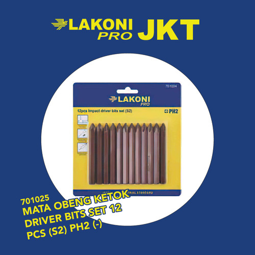 701025 LAKONI PRO MATA OBENG KETOK DRIVER BITS SET 12 PCS (S2) PH2 (-)