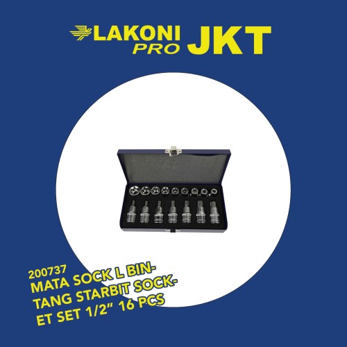 200737 LAKONI PRO MATA SOCK L BINTANG STARBIT SOCKET SET 1/2" 16 PCS