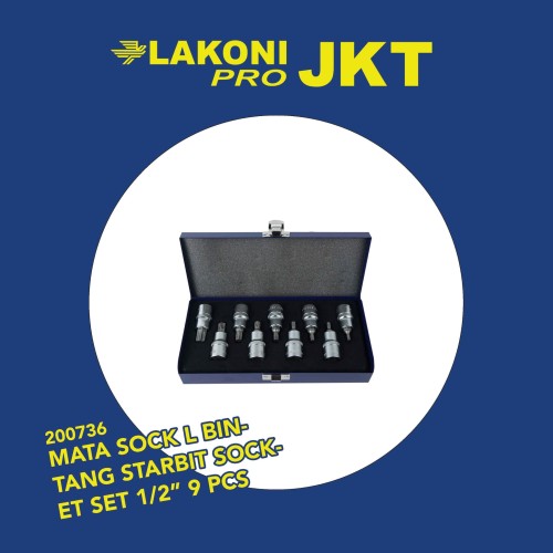 200736 LAKONI PRO MATA SOCK L BINTANG STARBIT SOCKET SET 1/2" 9 PCS