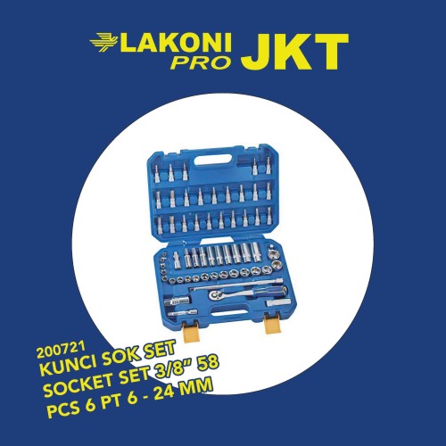 200721 LAKONI PRO KUNCI SOK SET SOCKET SET 3/8" 58 PCS 6 PT 6 - 24 MM