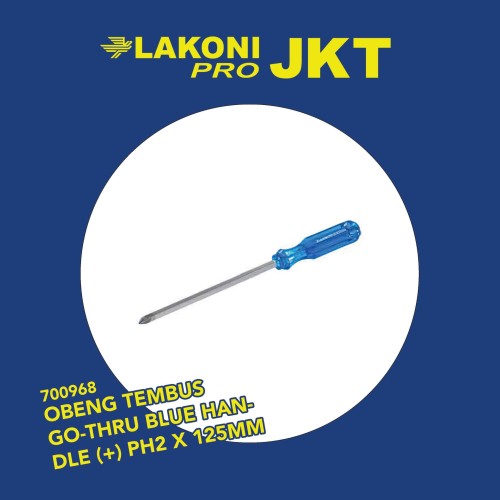 700968 LAKONI PRO OBENG TEMBUS GO-THRU BLUE HANDLE (+) PH2 x 125mm (6)