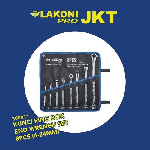 300411 LAKONI PRO KUNCI RING BOX END WRENCH SET 8pcs (6-24mm)