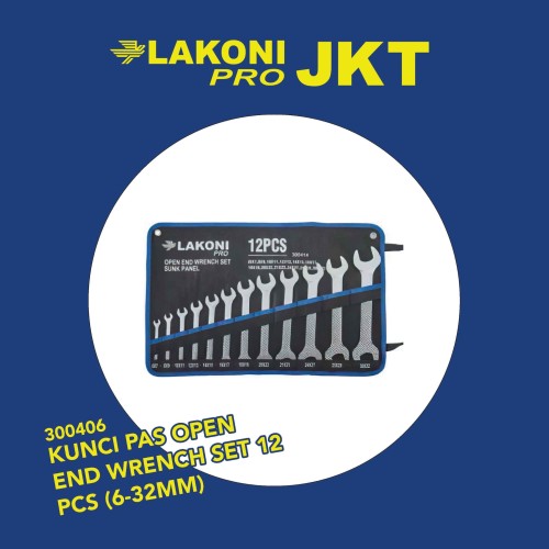 300406 LAKONI PRO KUNCI PAS OPEN END WRENCH SET 12 PCS (6-32MM)