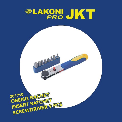 201710 LAKONI PRO OBENG RACHET INSERT RATCHET SCREWDRIVER 9 PCS BITS