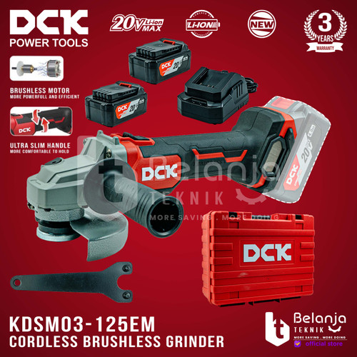 DCK Cordless Brushless Grinder KDSM03-125EM 5 Inch 20V Gerinda Baterai