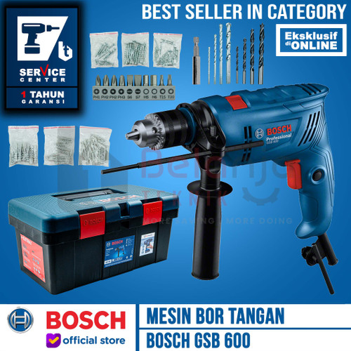 Bosch Mesin Bor Beton Set Perkakas GSB 600 Impact Drill 600W 13MM