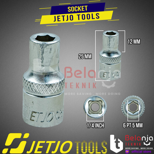 JETJO TOOLS Socket 1/4 Inch DR 6PT 5MM Mata Kunci Shock 5 MM Sok